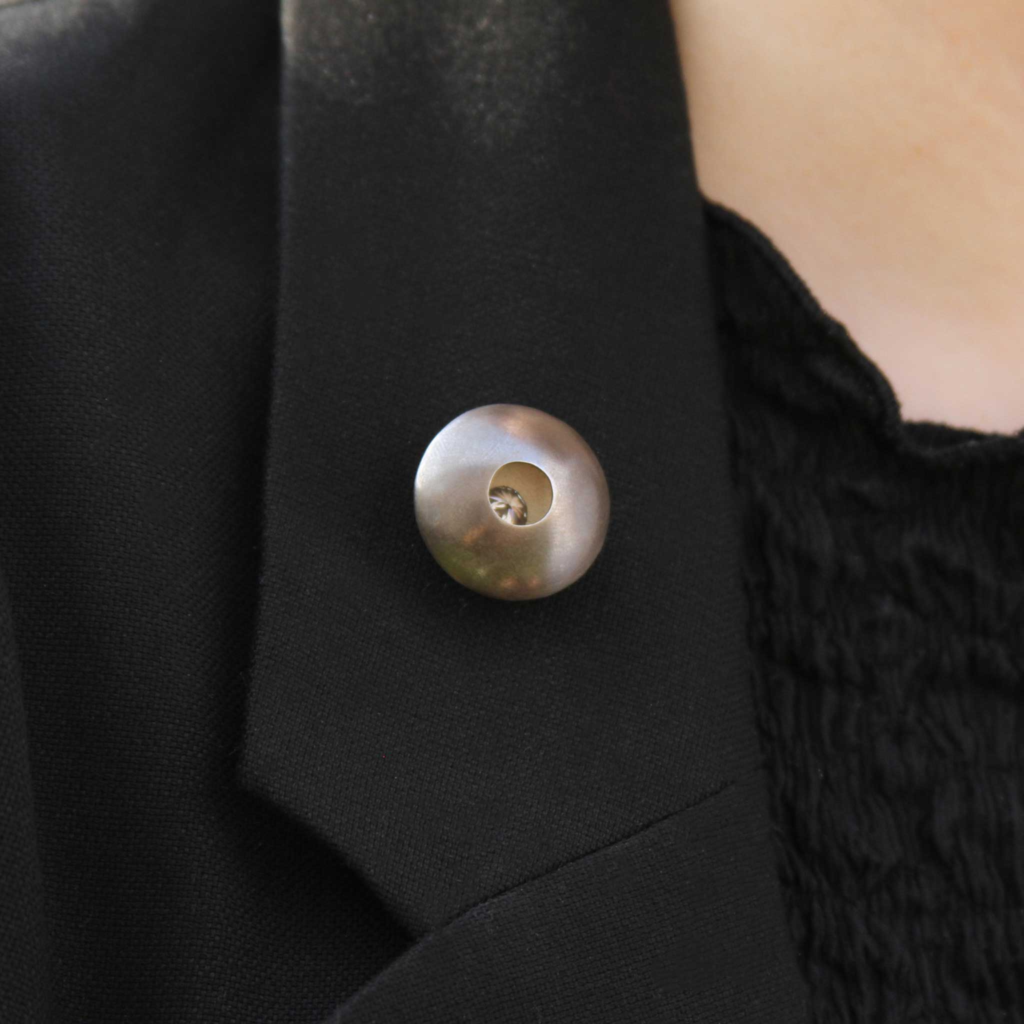 H.n8 Pin in Oxidised Silver with Cubic Zirconia